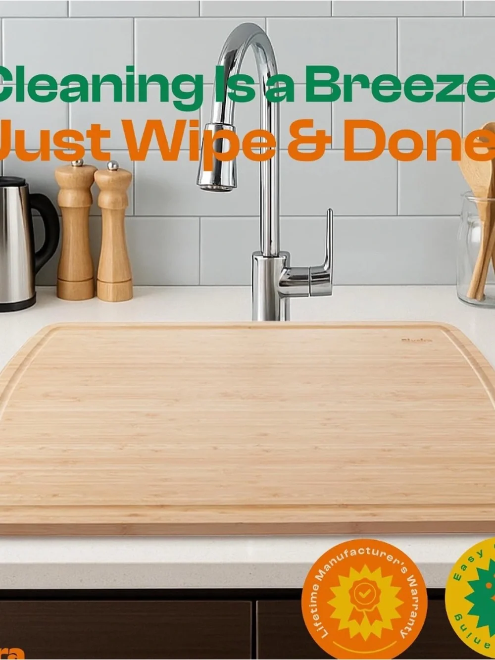 Stove top cover  Bamboo Cutting Board with Juice Groove - Natural Bamboo